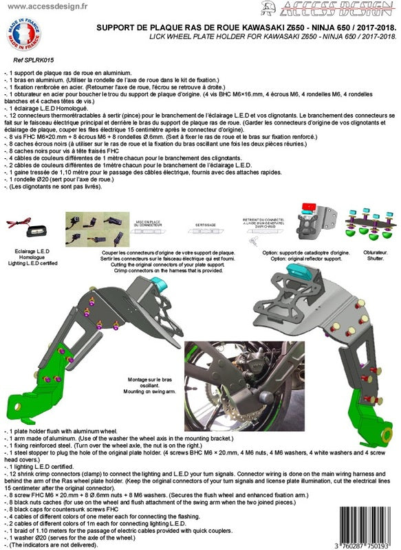 ACCESS DESIGN ''Wheel Fitted'' License Plate Holder Black Kawasaki Z650