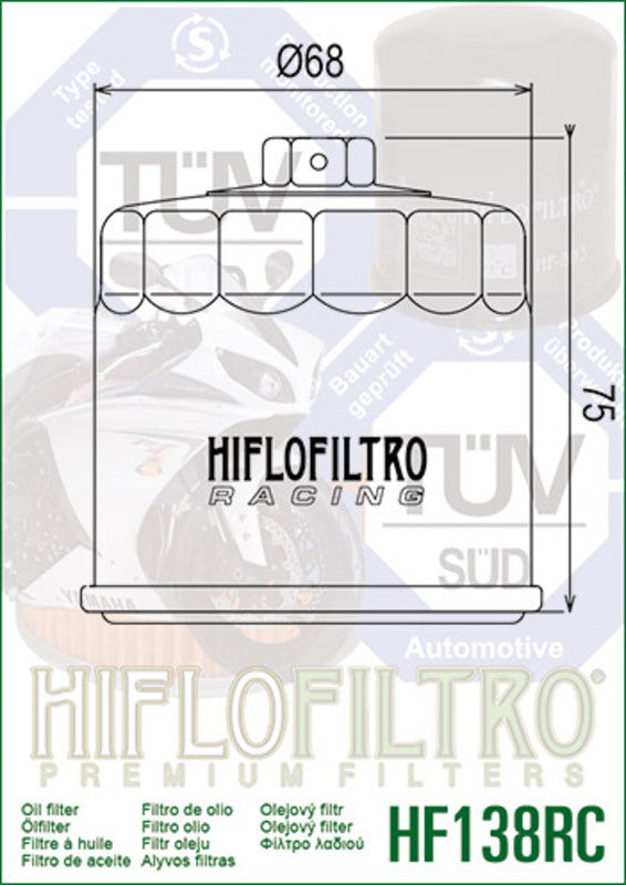 HIFLOFILTRO Racing Oil Filter - HF138RC