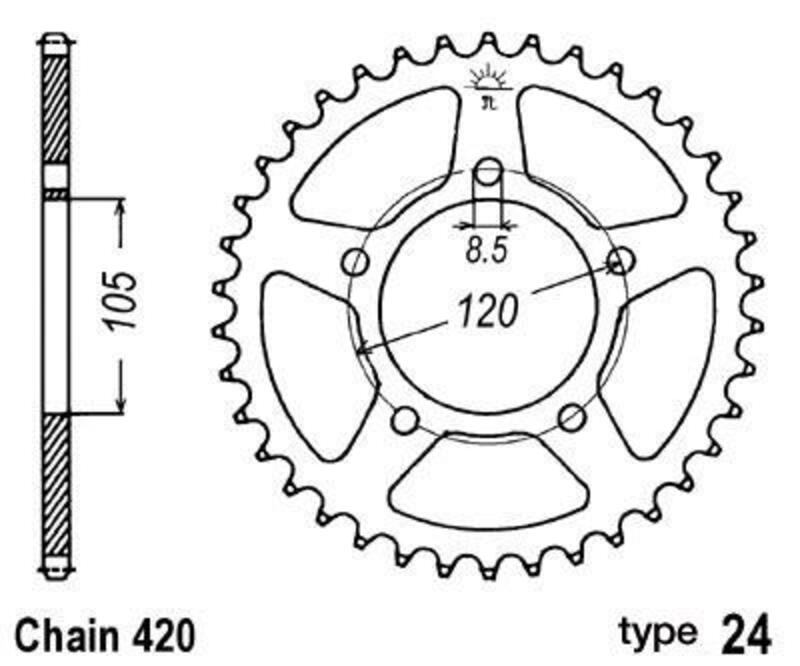B1 Steel Standard Rear Sprocket - 420 - 1047662
