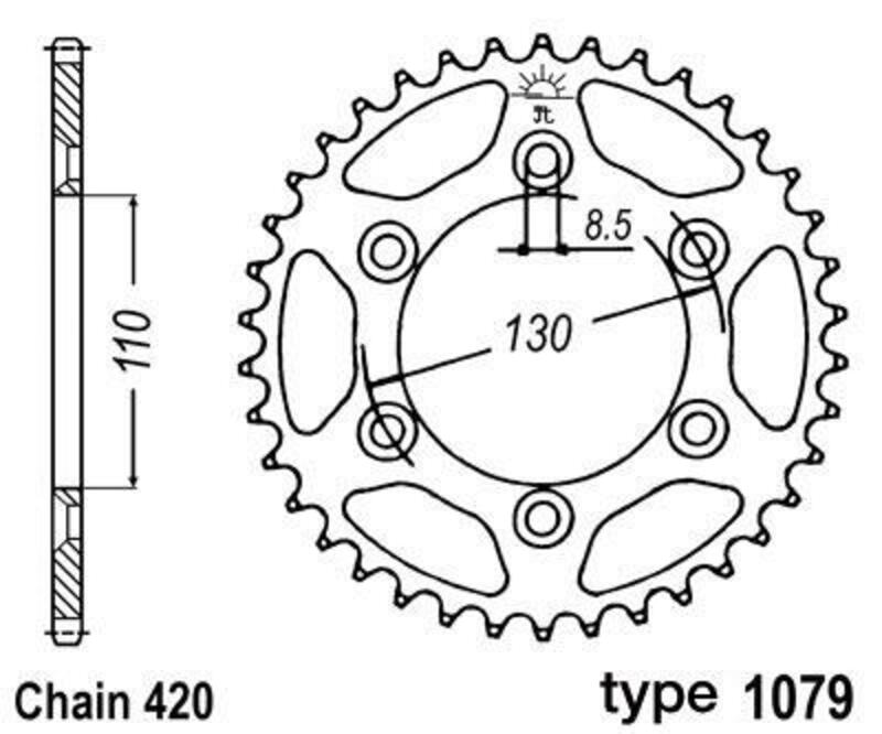 B1 Steel Standard Rear Sprocket - 420 - 1047671