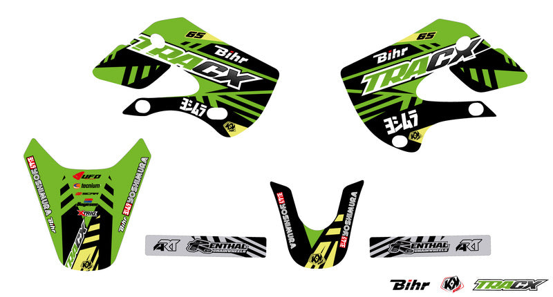 KUTVEK Tracx Graphic Kit Green Kawasaki KX65