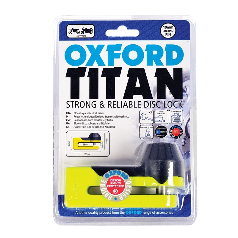 OXFORD Titan Disc Lock - Ø10mm Yellow
