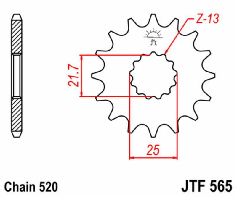 JT SPROCKETS Steel Standard Front Sprocket 565 - 520 - 1074287002