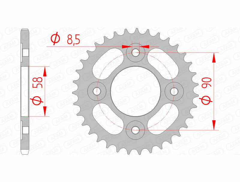AFAM Steel Standard Rear Sprocket 10117 - 420 - 1074324002