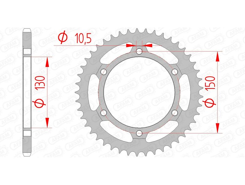 AFAM Steel Standard Rear Sprocket 10501 - 520 - 1074357006