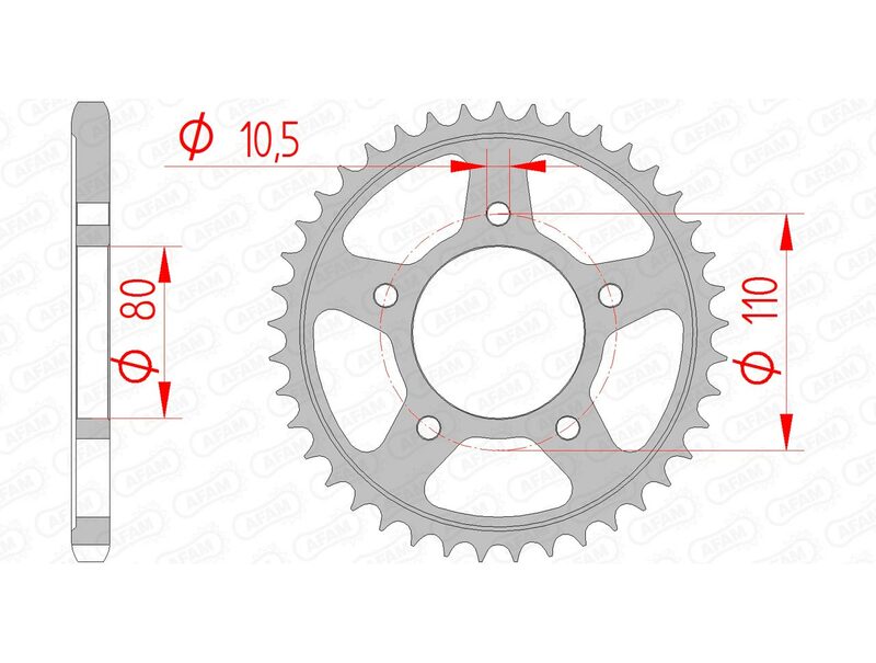 AFAM Steel Standard Rear Sprocket 10504 - 525 - 1074361001