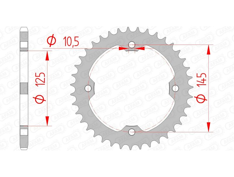 AFAM Steel Standard Rear Sprocket 12407 - 520 - 1074439001