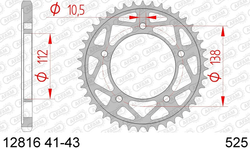 AFAM Steel Standard Rear Sprocket 12816 - 525 - 1074462002