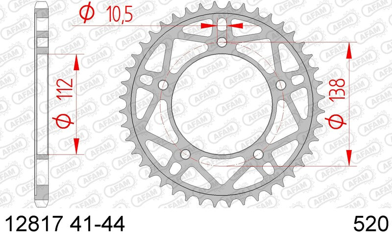 AFAM Steel Standard Rear Sprocket 12817 - 520 - 1074463001