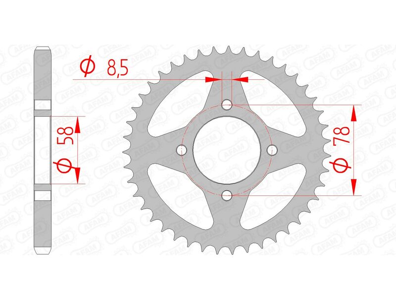 AFAM Steel Standard Rear Sprocket 14201 - 428 - 1074489003