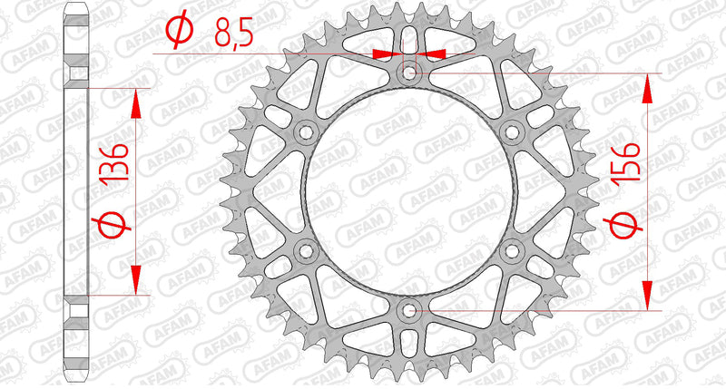 AFAM Steel Self-Cleaning Rear Sprocket 14206 - 520 - 1074496003