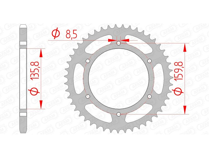 AFAM Steel Standard Rear Sprocket 35304 - 520 - 1074621001