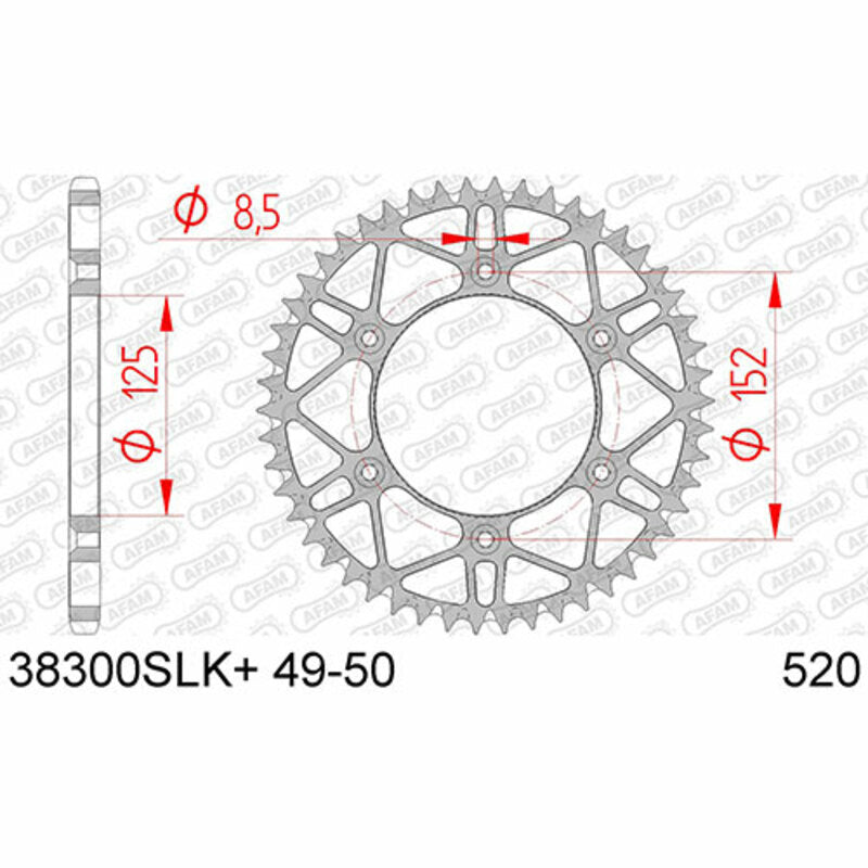 AFAM Steel Ultra-Light Self-Cleaning Rear Sprocket 38300 - 520 - 1074641001