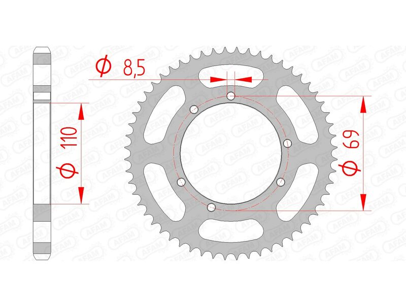 AFAM Steel Standard Rear Sprocket 59104 - 428 - 1074704003
