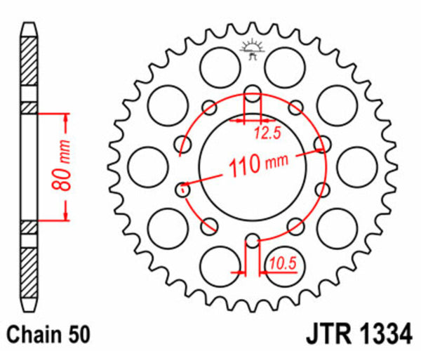 JT SPROCKETS Stahl Standard Kettenrad hinten 1334 - 530 - 1074904008