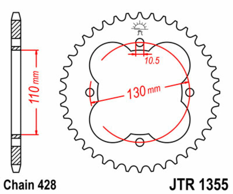 JT SPROCKETS Steel Standard Rear Sprocket 1355 - 428