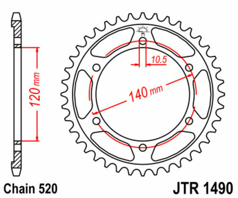 JT SPROCKETS Steel Standard Rear Sprocket 1490 - 520