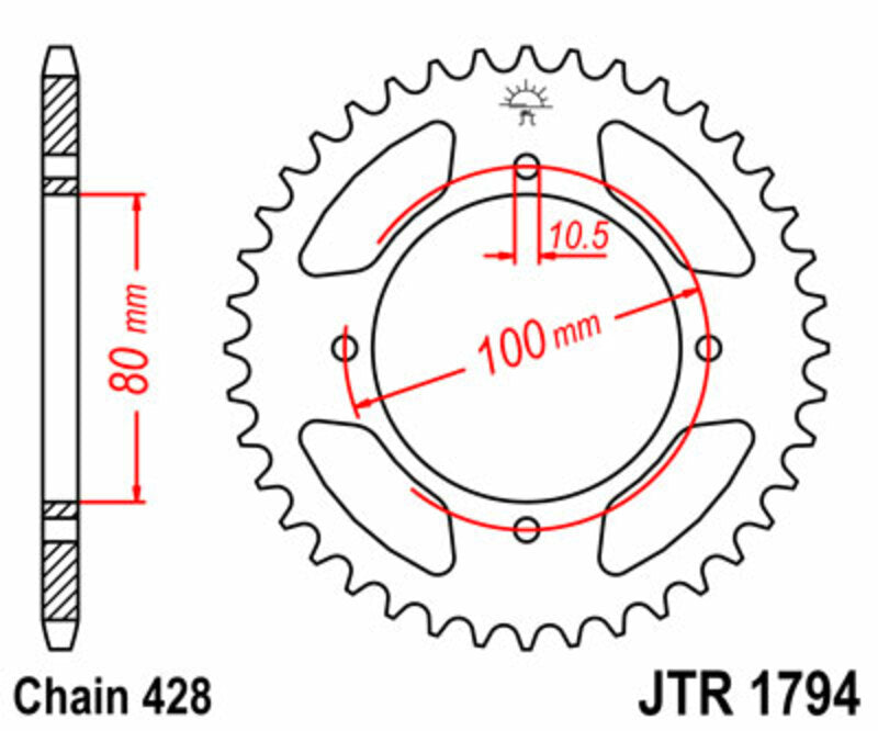 JT SPROCKETS Steel Standard Rear Sprocket 1794 - 428