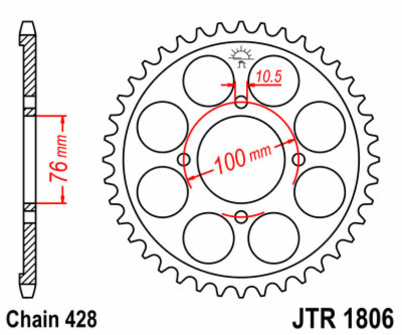 JT SPROCKETS Steel Standard Rear Sprocket 1806 - 428 - 1074951002