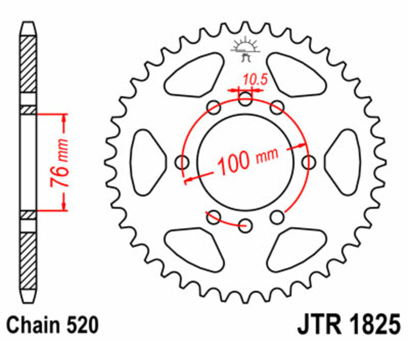 JT SPROCKETS Steel Standard Rear Sprocket 1825 - 520 - 1074953005