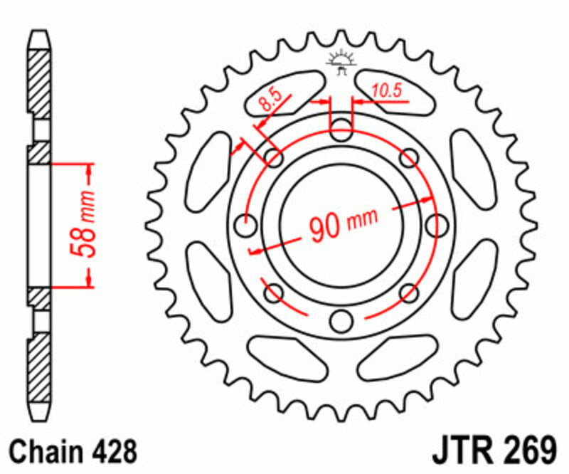 JT SPROCKETS Steel Standard Rear Sprocket 269 - 428 - 1075019001