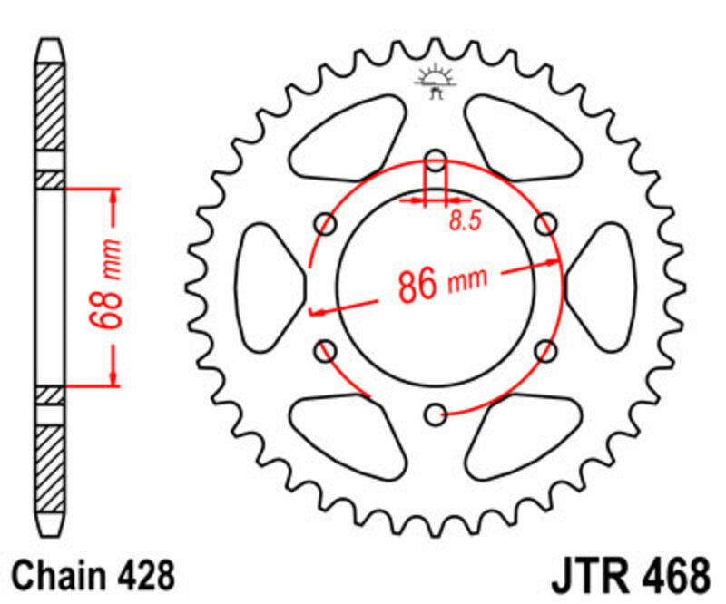 JT SPROCKETS Steel Standard Rear Sprocket 468 - 428