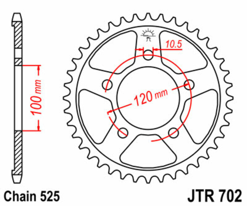 JT SPROCKETS Steel Standard Rear Sprocket 702 - 525 - 1075091003