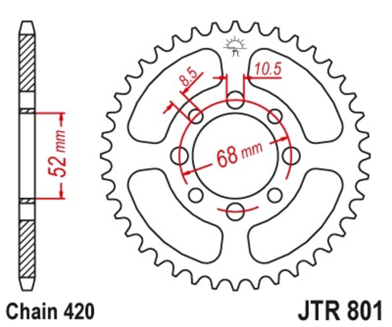 JT SPROCKETS Steel Standard Rear Sprocket 801 - 420 - 1075115001