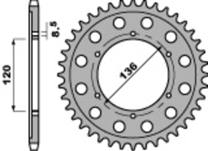 PBR Steel Standard Rear Sprocket 4324 - 428 - 1075281003