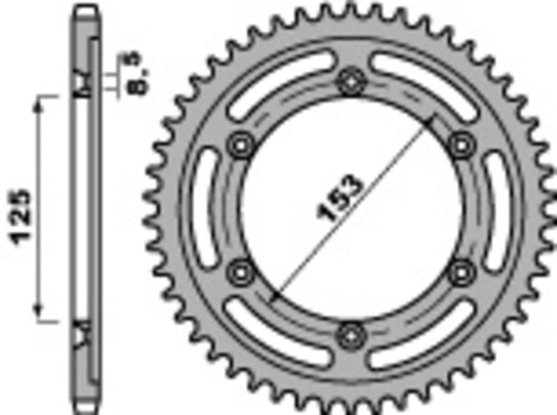 PBR Steel Standard Rear Sprocket 4547 - 428
