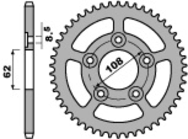 PBR Steel Standard Rear Sprocket 714 - 520 - 1075425001