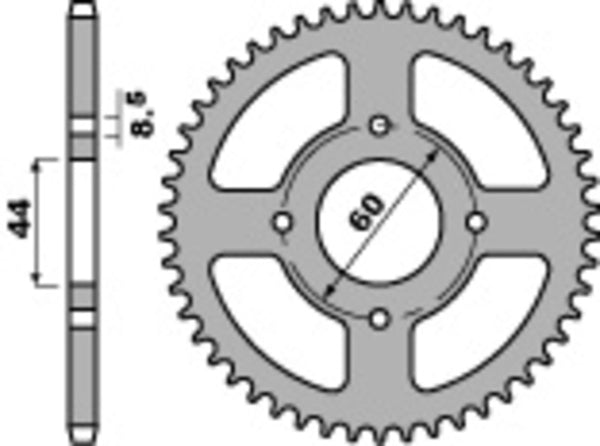 PBR Steel Standard Rear Sprocket 833 - 428