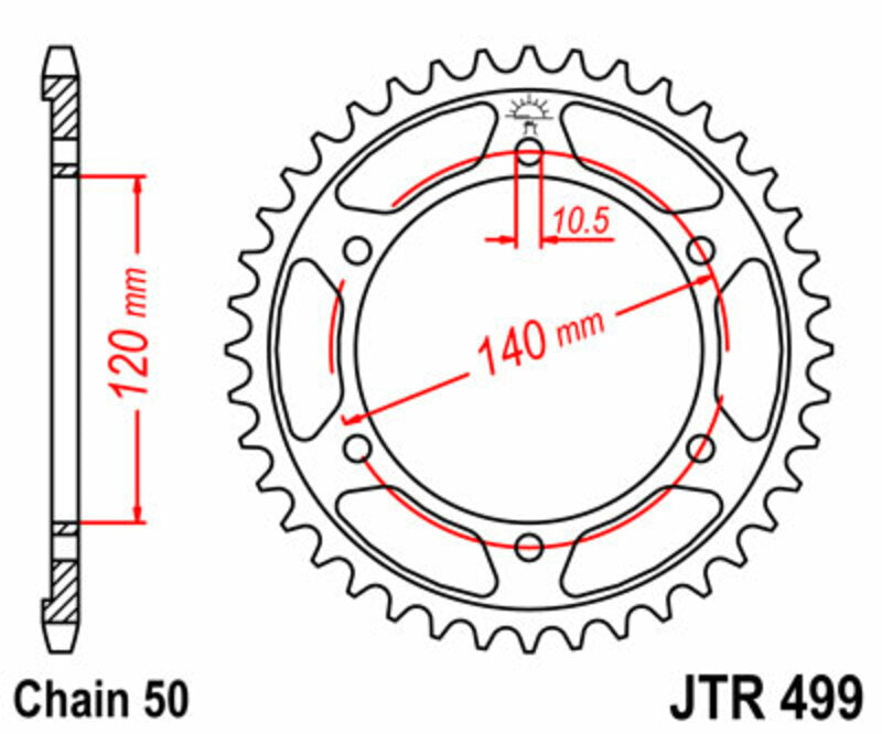 JT SPROCKETS Steel Standard Rear Sprocket 499 - 530 - 1075515003