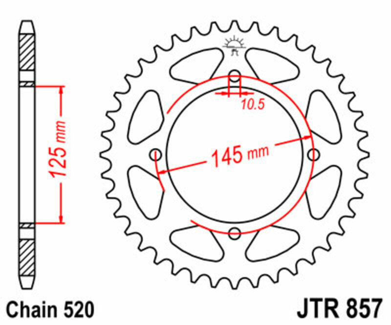 JT SPROCKETS Steel Standard Rear Sprocket 857 - 520 - 1075522005