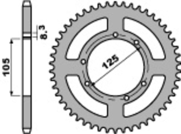 PBR Stahl Standard Kettenrad 4413 - 428 - 1075550002