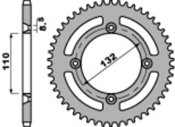PBR Steel Standard Rear Sprocket 4486 - 428 - 1075555001