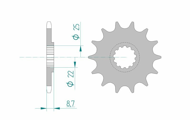 AFAM Steel Standard Front Sprocket 22505 - 520 - 1076020001