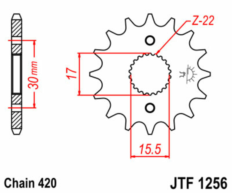 JT SPROCKETS Steel Standard Front Sprocket 1256 - 420 - 1077213002