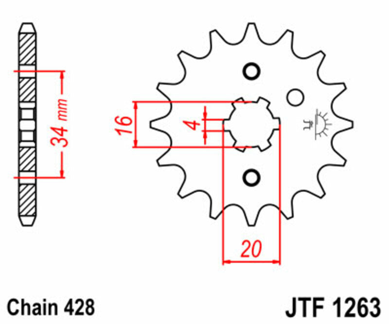 JT SPROCKETS Steel Standard Front Sprocket 1263 - 428 - 1077215005