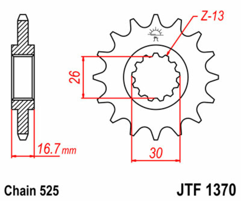 JT SPROCKETS Steel Standard Front Sprocket 1370 - 525 - 1077237001
