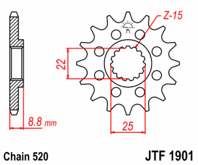 JT SPROCKETS Steel Standard Front Sprocket 1901 - 520