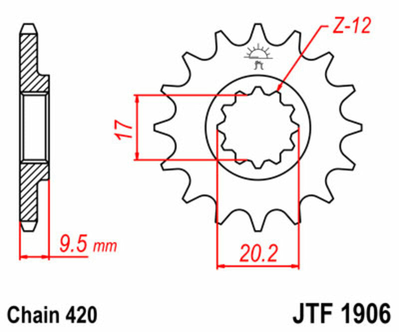 JT SPROCKETS Steel Standard Front Sprocket 1906 - 420 - 1077302002