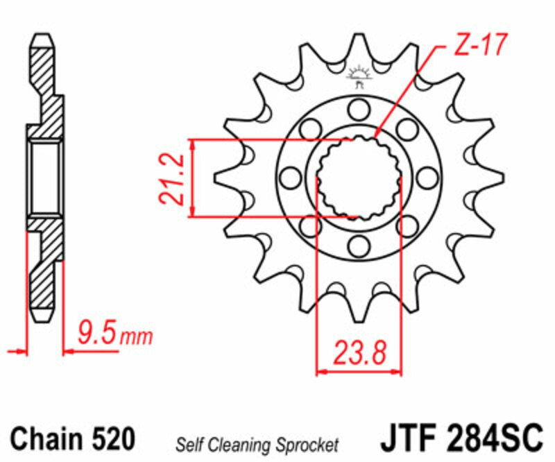 JT SPROCKETS Steel Self-Cleaning Front Sprocket 284 - 520 - 1077324003