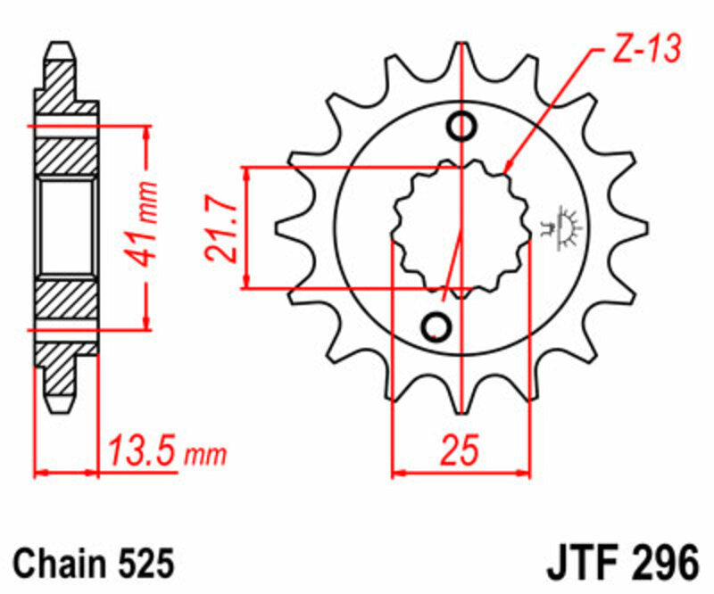JT SPROCKETS Steel Standard Front Sprocket 296 - 525