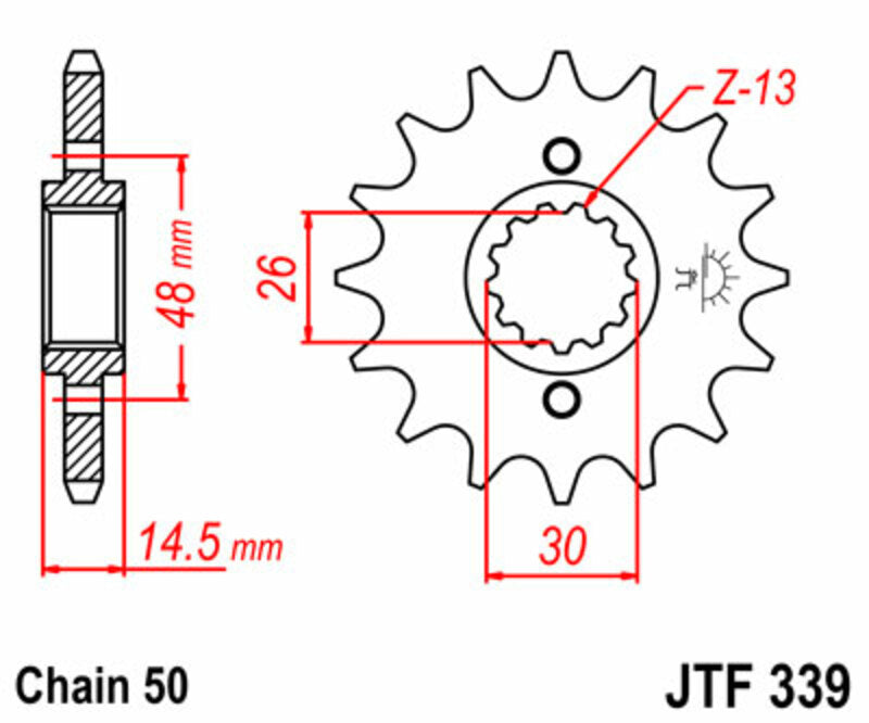 JT SPROCKETS Steel Standard Front Sprocket 339 - 530 - 1077359004