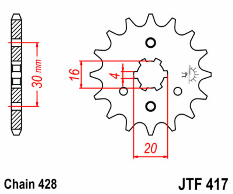 JT SPROCKETS Steel Standard Front Sprocket 417 - 428 - 1077374001