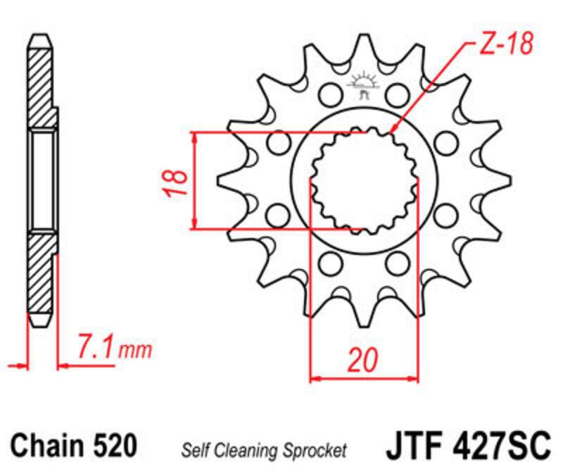 JT SPROCKETS Steel Self-Cleaning Front Sprocket 427 - 520 - 1077385002