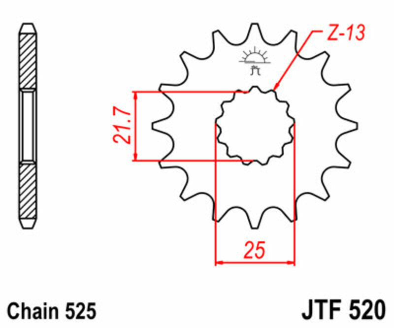 JT SPROCKETS Steel Standard Front Sprocket 520 - 525 - 1077415001