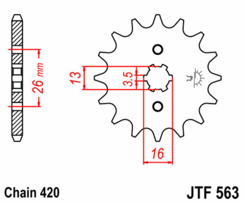 JT SPROCKETS Steel Standard Front Sprocket 563 - 420 - 1077435001