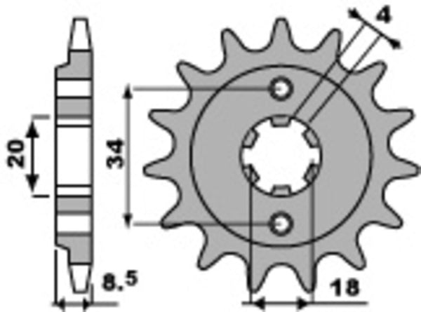 PBR Stahl Standard-Kettenrad 2076 - 520
